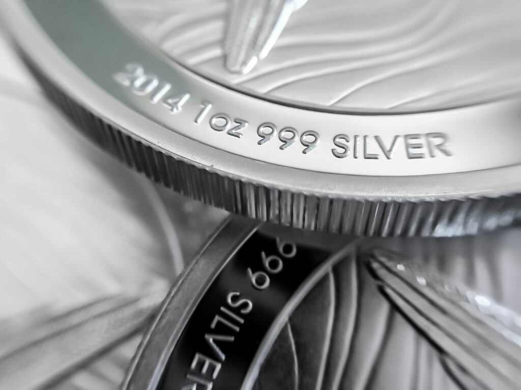 Closeup shot of silver coins